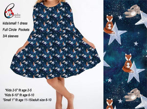 Kids peggy dress - Fox on moon