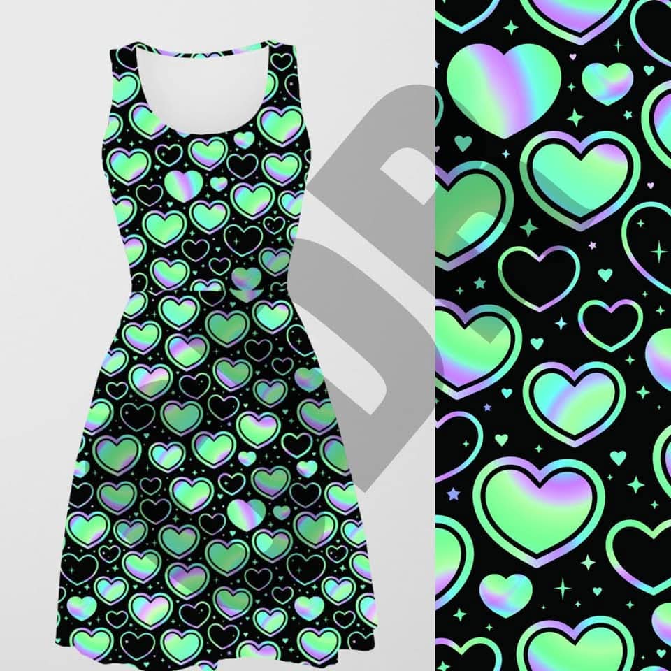 Mia Dress - Green Hearts (Box 2A)