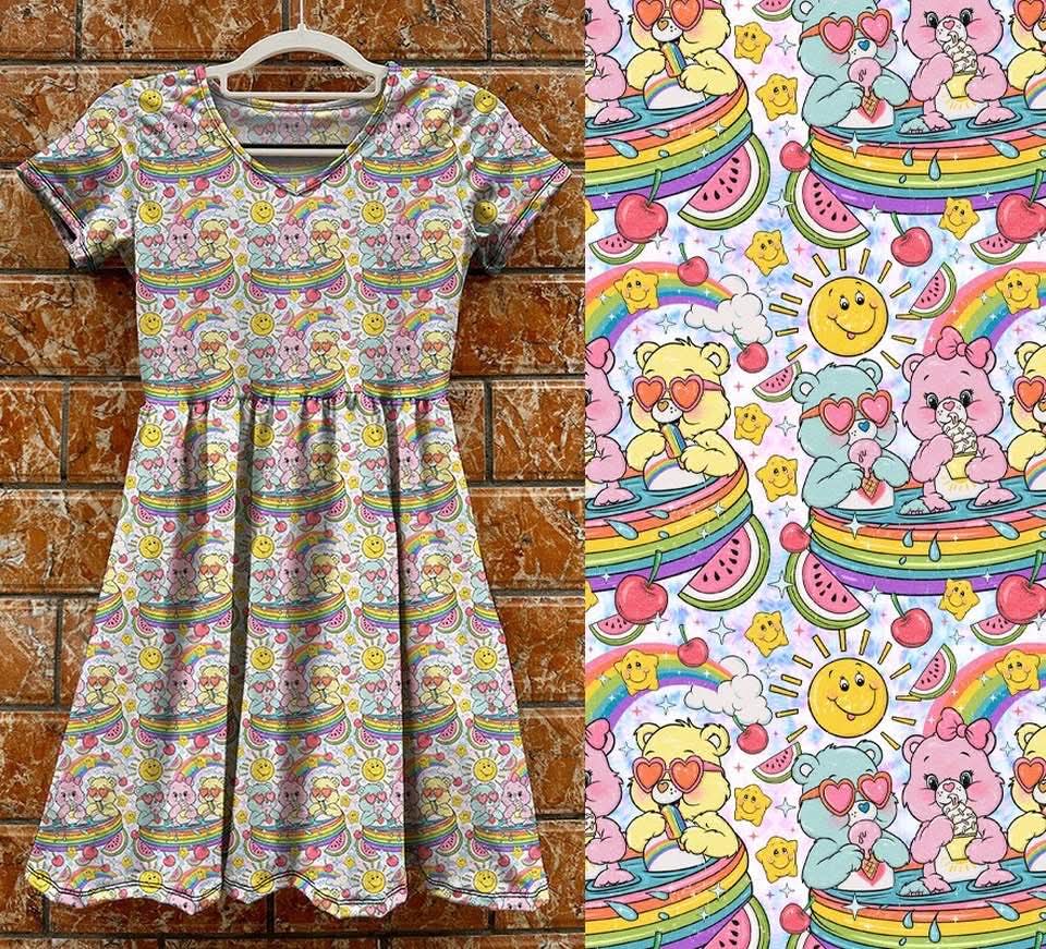 Kids Tea Dress - Bears & Rainbows
