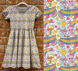 Kids Tea Dress - Bears & Rainbows